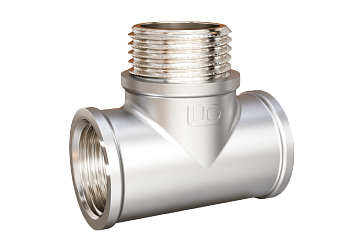 Тройник 15 (1/2") ВР/НР/ВР латунь никель, LD Pride (36шт/уп)