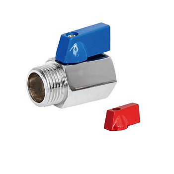 Кран 15 мини (1/2) вр/нр, (красная+синняя ручка) TIM