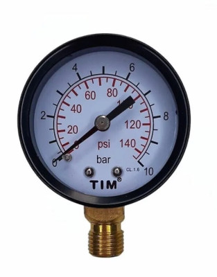 Манометр радиальный 10 бар 1/4 НР, TIM Y-50-10
