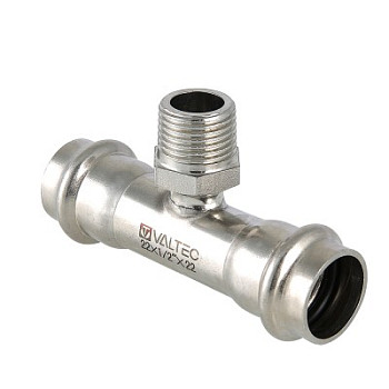 Тройник 28х1/2"х28 НР пресс нерж.ст. Valtec VTi.933.I.280428