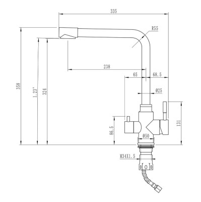 Смеситель для кухни 35к MIXLINE ML-GS13 (308) черный с вых. для питьевого фильтра