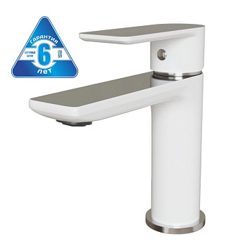 Смеситель для раковины 35k MIXLINE ML33-04 "City White" БЕЛЫЙ/ХРОМ