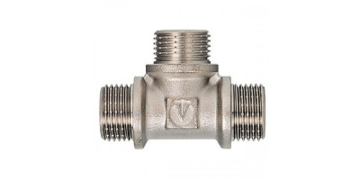 Тройник 20х20х15 (3/4"х3/4"х1/2") НР переходной латун. никель. Valtec (VTr.131.RN.050504)