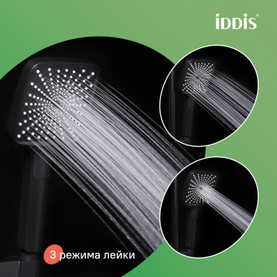 Душевая система с тропическим душем и изливом, матовый черный, Parker, IDDIS, PARBL3Fi06
