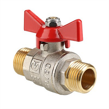 Кран 25 никел. нр/нр бабочка, вода Valtec (VT.219.N.06)