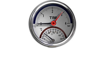 Термоманометр аксиальный 1/2" TIM 6 бар 80 мм Y-80T-6bar