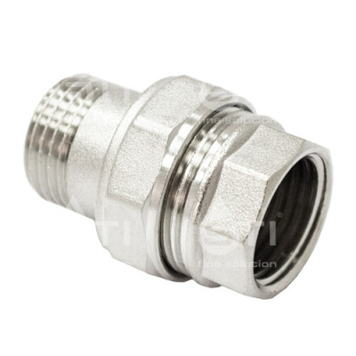Соединитель 20 (3/4") вн/нр (американка) латун. никель. Valtec (VTr.341.N.0005)