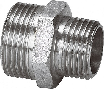 Ниппель 20х15 (3/4"х1/2") нр/нр переходной латун. никель. Valtec (VTr.580.N.0504)
