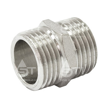 Ниппель 40 (1 1/2") нр/нр латун. никель. STI