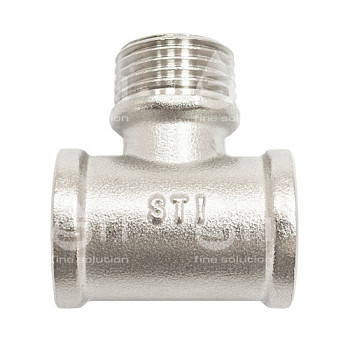 Тройник 15 (1/2") ВР-НР-ВР латун. никель. STI