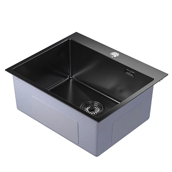 Мойка настол.монтаж 60х50 (3,0) вып 3 1/2  MIXLINE PRO 22см с сифоном (черный графит)