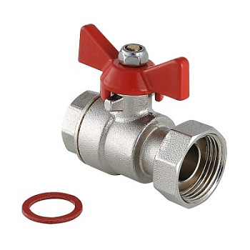 Кран 20х25 никел. с накидной гайкой бабочка, вода Valtec (VT.241.N.0506)