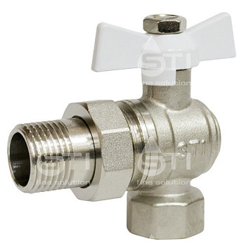 Кран 15 никел. американка угловой бабочка, вода STI