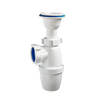 ОРИО сифон бутылочный, малый корпус с литым выпуском 1 1/2 40 с пластиковой решеткой D-70мм А-7201