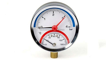Термоманометр F+R828 D80мм (1/2",4 бар,120"С) радиальный 10025526 Watts