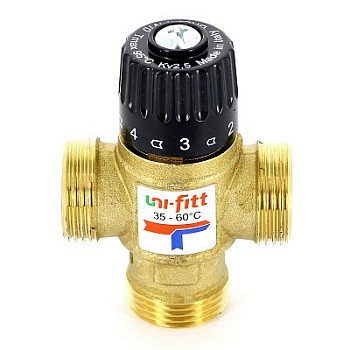 Клапан 1" (25) термосмесительный UNI-FITT 35-60°С, Kvs 2,5 смешение боковое 351G3540