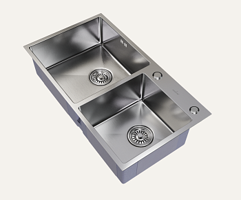 Мойка настол.монтаж 72х40 (3,0) 2-х ЧАШЕВАЯ вып 3 1/2  MIXLINE PRO 22см с сифоном (сатин)