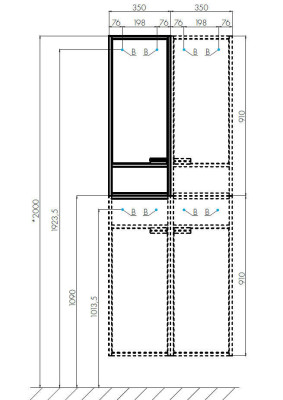АКВАТОН Шкаф "Флай" 1-ств. Бел/Дуб КРАФТ правый 1A237903FAX1R