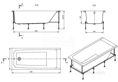 Ванна Roca Elba 170х75 прямоугольная белая 248507000
