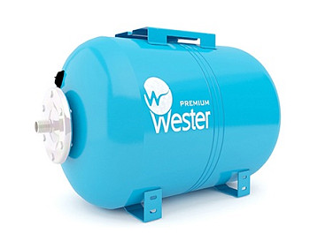 Бак 24 л. горизонт., мембранный (синий) Wester WАО24_нерж. контрфланец
