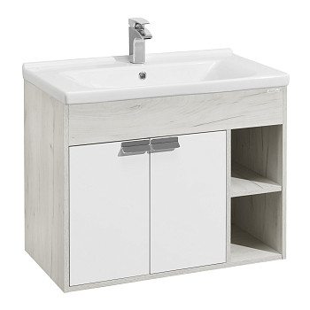 АКВАТОН Тумба-умывальник "Флай-80" Белый/Дуб КРАФТ бел 1A237401FAX10