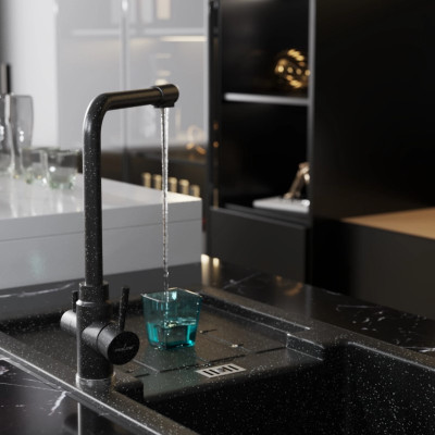 Смеситель для кухни 35к MIXLINE ML-GS13 (308) черный с вых. для питьевого фильтра