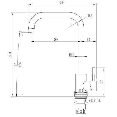 Смеситель для кухни 35к MIXLINE ML-GS12 (308) черный высок. излив