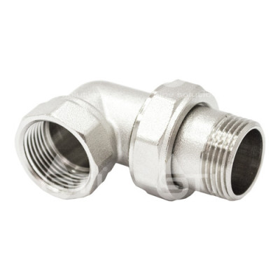 Соединитель 32 (1 1/4") вн/нр угловой (американка) латун. никель. Valtec (VTr.098.N.0007)