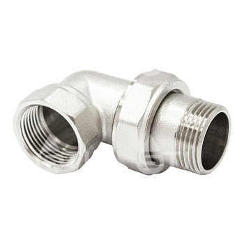 Соединитель 32 (1 1/4") вн/нр угловой (американка) латун. никель. Valtec (VTr.098.N.0007)