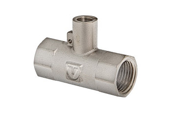 Тройник 25хМ10х25 (1"хМ10х1") ВН для подкл. датчика температуры латун. никель. Valtec (VTr.250.N.0006)