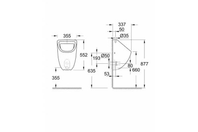 Писсуар GROHE Bau Ceramic, верхний подвод, альпин-белый 39439000
