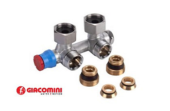 R386T Узел нижнего подключения угловой термостатический 3/4"x3/4"Ek Giacomini R386TX013