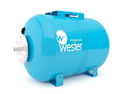Бак 24 л. горизонт., мембранный (синий) Wester WАО24_нерж. контрфланец