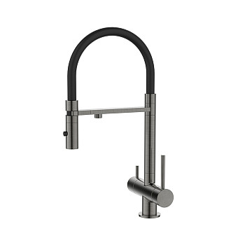 Смеситель для кухни с фильтром и гибким изливом, ГРАФИТ, Ace, IDDIS