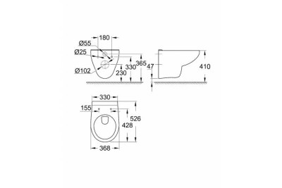 Унитаз подвесной GROHE Bau Ceramic, альпин-белый 39491000