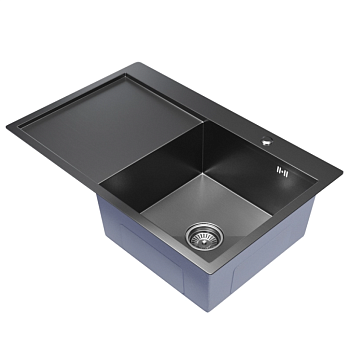 Мойка настол.монтаж 78х50 (3,0) прав. вып 3 1/2  MIXLINE PRO 20см с сифоном (черный графит)