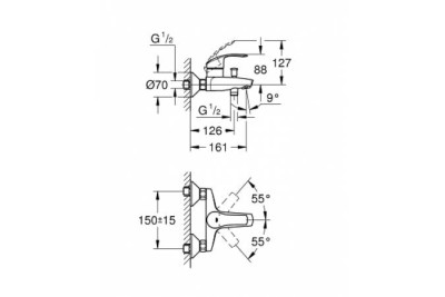 Смеситель для ванны GROHE Eurosmart New, хром 33300002