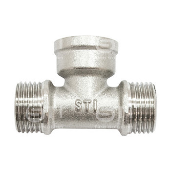 Тройник 20 (3/4") НР-ВР-НР латун. никель. STI