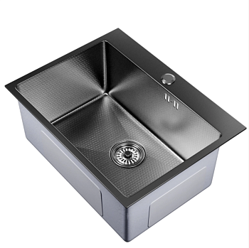 Мойка настол.монтаж 60х45 (3,0) вып 3 1/2  MIXLINE PRO 22см с сифоном (черный графит НАНО)