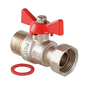 Кран 25 никел. нр с накидной гайкой бабочка, вода Valtec (VT.260.N.0606)