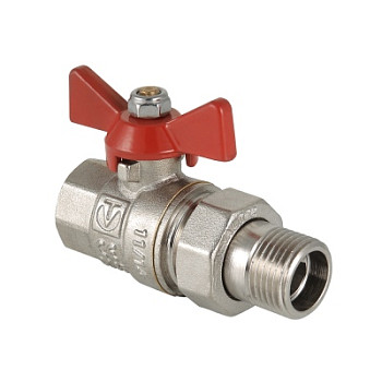 Кран 20 никел. вн-нр/американка бабочка, вода Valtec (VT.227.N.05)