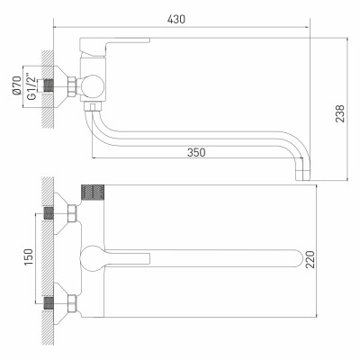 Смеситель для ванны и раковины 35k MIXLINE ML22-02 "Round"