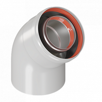 Отвод промежуточный раструбн. 45 гр. 60/100 (наружный диаметр мама/папа) арт.  CW-45-01