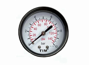 Манометр аксиальный 10 бар 1/4"Н Y-50T-10 TIM
